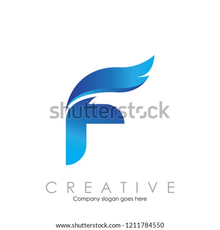 Letter F wings logo vector