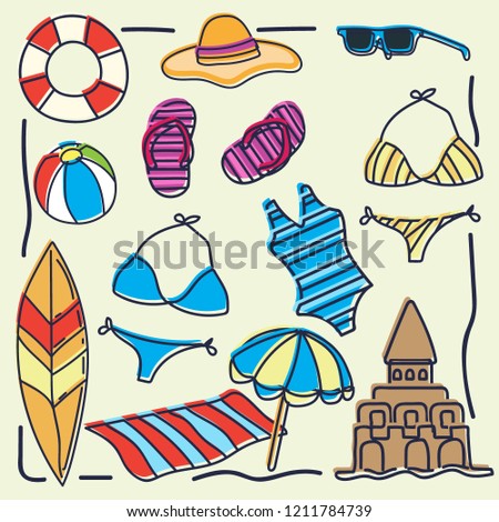 surfing vector sketch icon in doodle style with a paper background. vector illustration
