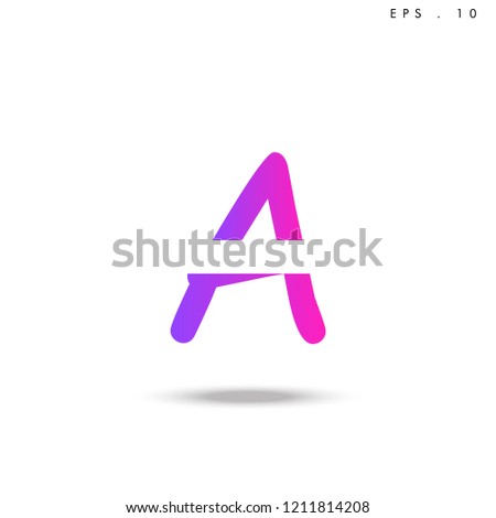 Creative unique elegant geometric, minimal fashion brand ,pink gradient  color, A  initial based letter icon logo.