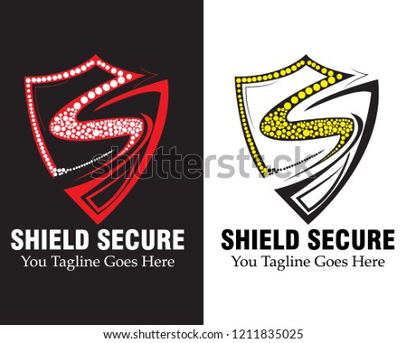 shield logo vector concept. 
Can be used as logo for security company or agency.shiled protection system technology line shadow vector illustration