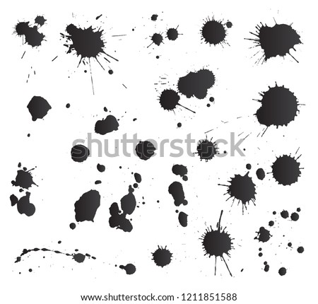 Set of black splashes.Vector paint splatters. Royalty-Free Stock Photo #1211851588