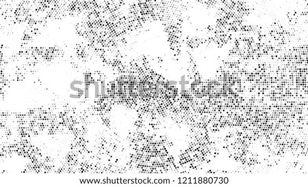 Halftone Grunge Dotted Rough Stripes Texture. Cartoon Vintage Pattern. Scatter Style Texture. Black and White Monochrome Print Design Background.