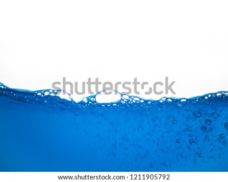 Blue water splash and white background