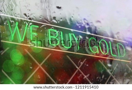 Neon Rainy Window Blur Image We Buy Gold