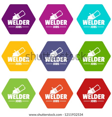 Welder icons 9 set coloful isolated on white for web