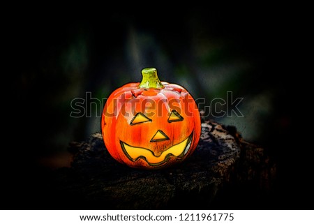 Background with cartoons halloween pumpkin with dark background. 