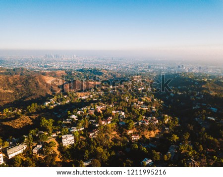 Aerial view on the Los Angeles from the Hollywood hills. 