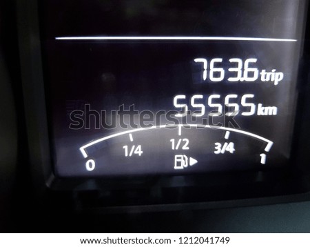 55555km mark on a car speedmeter