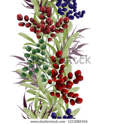 Seamless vector border. Border with berries. Elements for design. All elements are isolated.