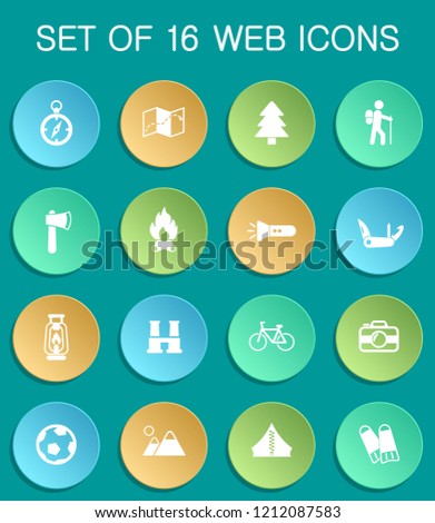 active recreation web icons on colorful round buttons