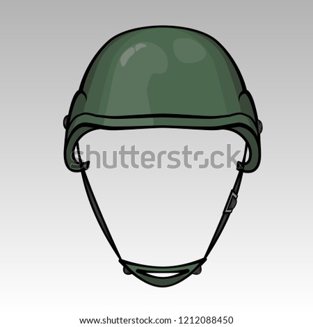 Vector military helmet with sling on white background 