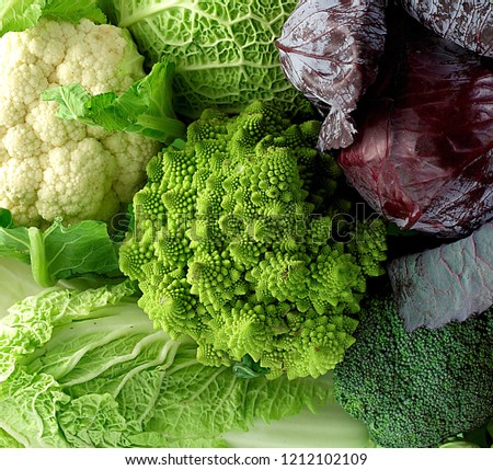 Romanesco broccoli and vegetables on display
