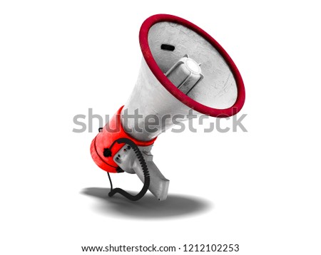 Red portable loudspeaker with white inserts right side 3d render on white background with shadow