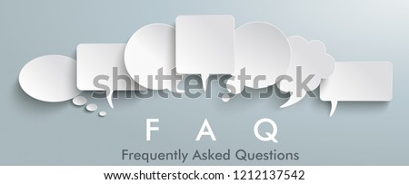 White paper communication bubbles with the text FAQ on the gray background. Eps 10 vector file. Royalty-Free Stock Photo #1212137542