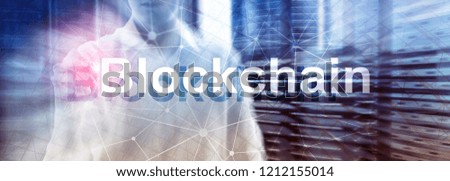 Blockchain technology Concept on server background. Data encryption.