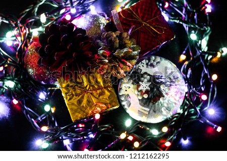 christmas decoration background, new year background, multicolor lights