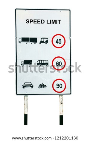 Traffic signs limit the speed of the car on the road.limit 45-60-90 km/hour.