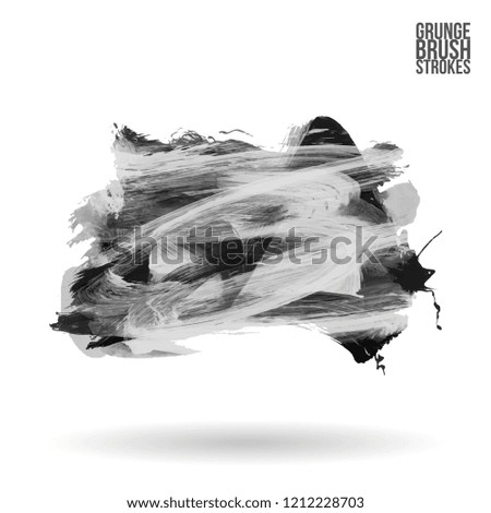 Grey brush stroke and texture. Grunge vector abstract hand - painted element. Underline and border design.