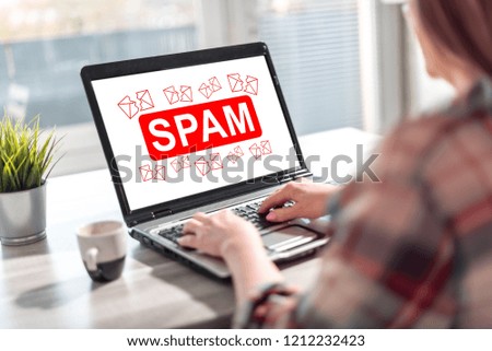 Laptop screen displaying a spam concept