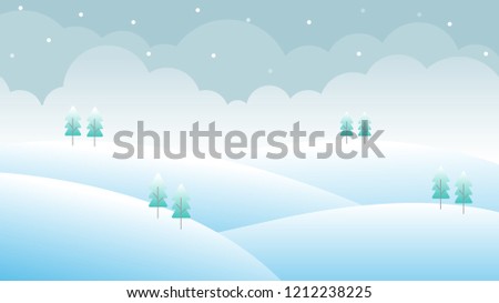 Winter hills, sky, tree and snow landscape background. Christmas background. eps 10 vector illustraion.