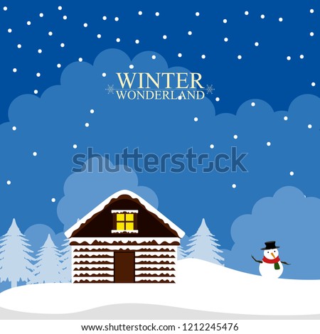 Winter wonderland landscape. Christmas season. Vector illustration design