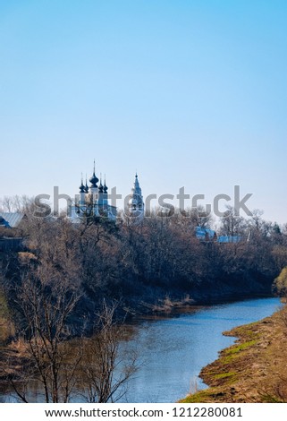 St Alexander Nevsky Monastery and Kamenka River in Suzdal town in Vladimir oblast in Russia.