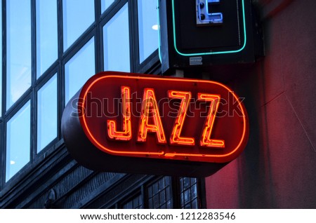 Outdoor Neon Sign Jazz Red and Blue