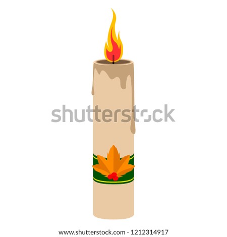 Isolated lit candle image. Vector illustration design
