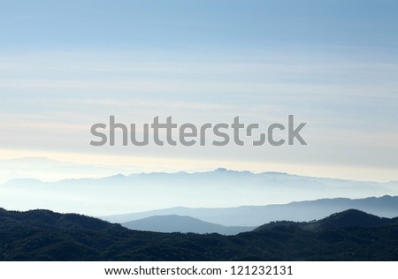 Mountains with blue sky and clouds background