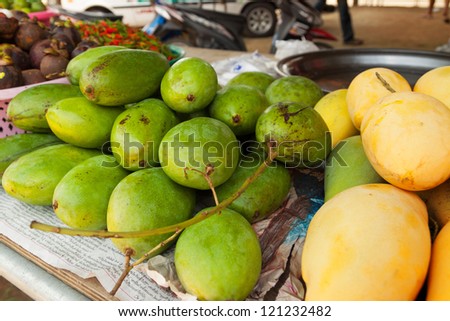   Mango fruits on the local market in Thailand
