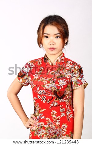 Asian Chinese woman in Traditional Chinese Cheongsam