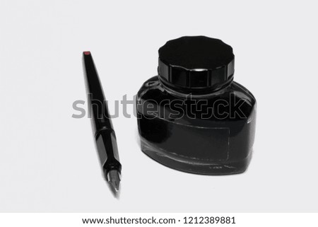 Modern fountain pen with black ink refill