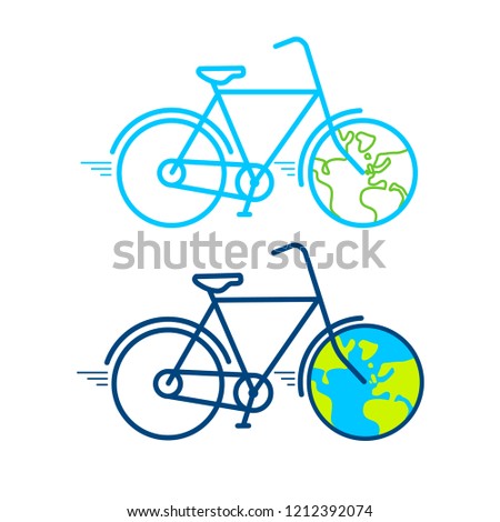 Linear flat design illustration of bicycle. Ecological transport concept that is safe for the Earth logo or icon concept