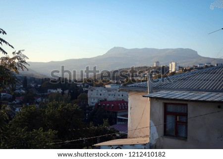 Old town of Alushta view with scenic rooftops, Crimea, Russia