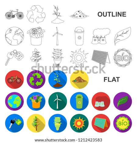Bio and ecology flat icons in set collection for design. An ecologically pure product vector symbol stock web illustration.