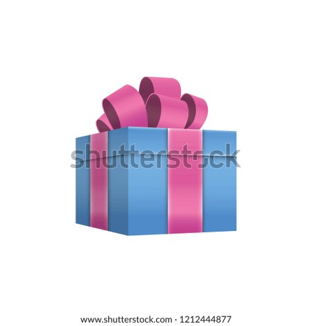 Gift box with ribbon isolated on white background. Vector illustration, 3d style.