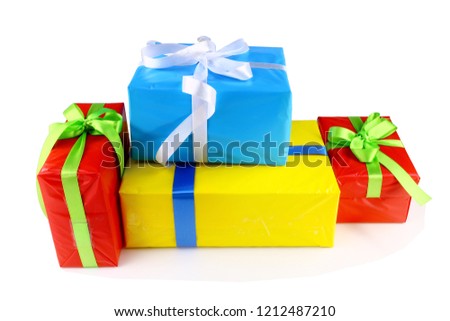 boxes with gifts on a white background, isolated