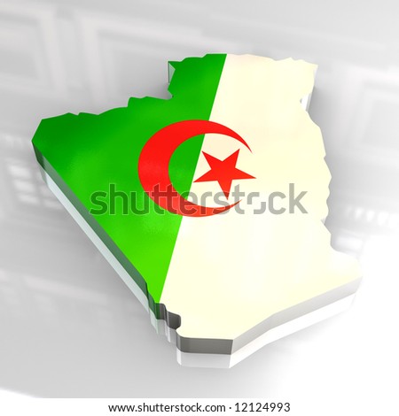 3d flag map of algeria