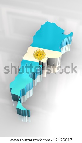 3d flag map of Argentina