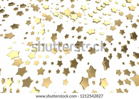 Gold or platinum stars flying over white background. Modeling 3d illustration. wealth rich mining bitcoin concept . Money growing business finance success clipart.