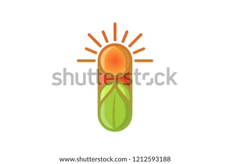 sunshine, leaf, pill, healthy logo Designs Inspiration Isolated on White Background