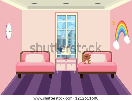 interior of a childs bedroom illustration