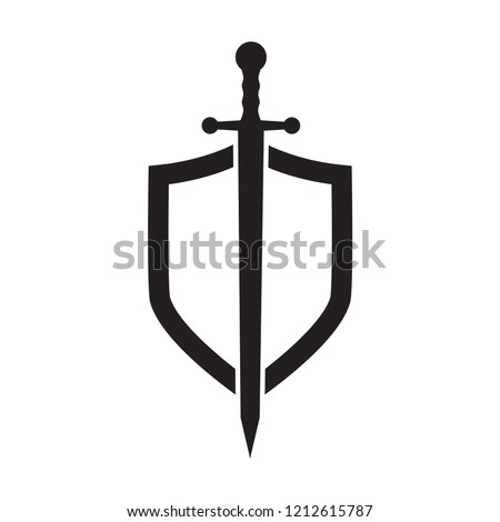 shield icon in trendy flat design  Royalty-Free Stock Photo #1212615787