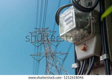 Electric meters that separated from the background in energy technology.