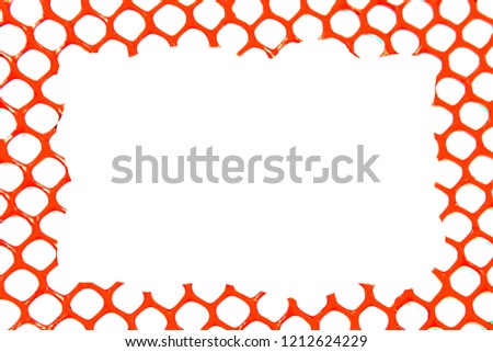 Crumpled white frame on red mesh plastic background, place for tex,advertisement idea market promote. empty board for writing digital text design.photo frame placed on transparent background. Template