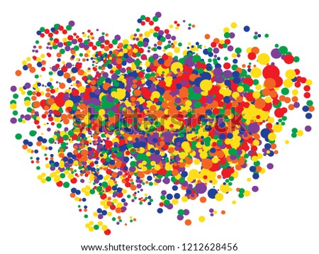 Vector colorful round confetti isolated on white background. Celebration circles confetti background. Different size circles splash.