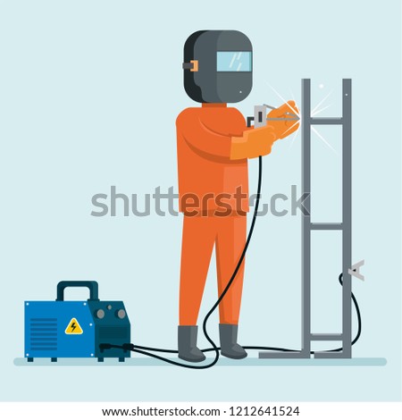A welder make stairs isolated on white background