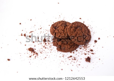 Choco chips on  white background