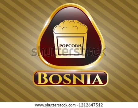  Gold emblem with popcorn icon and Bosnia text inside