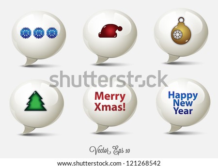 New Year's Speech Bubble Icons